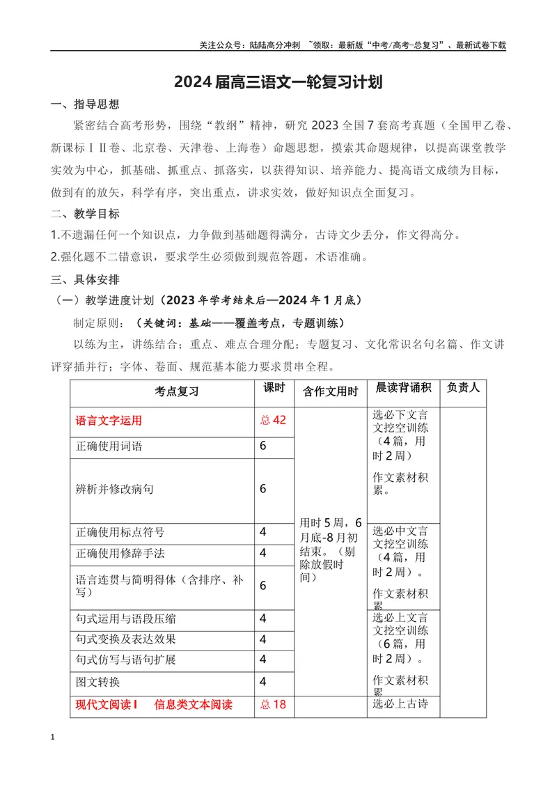 《2024届高三语文一轮复习计划_一轮复习_2024年_2024年高考语文一轮复习作文素材写作技巧课件通用_资料》第1页预览
