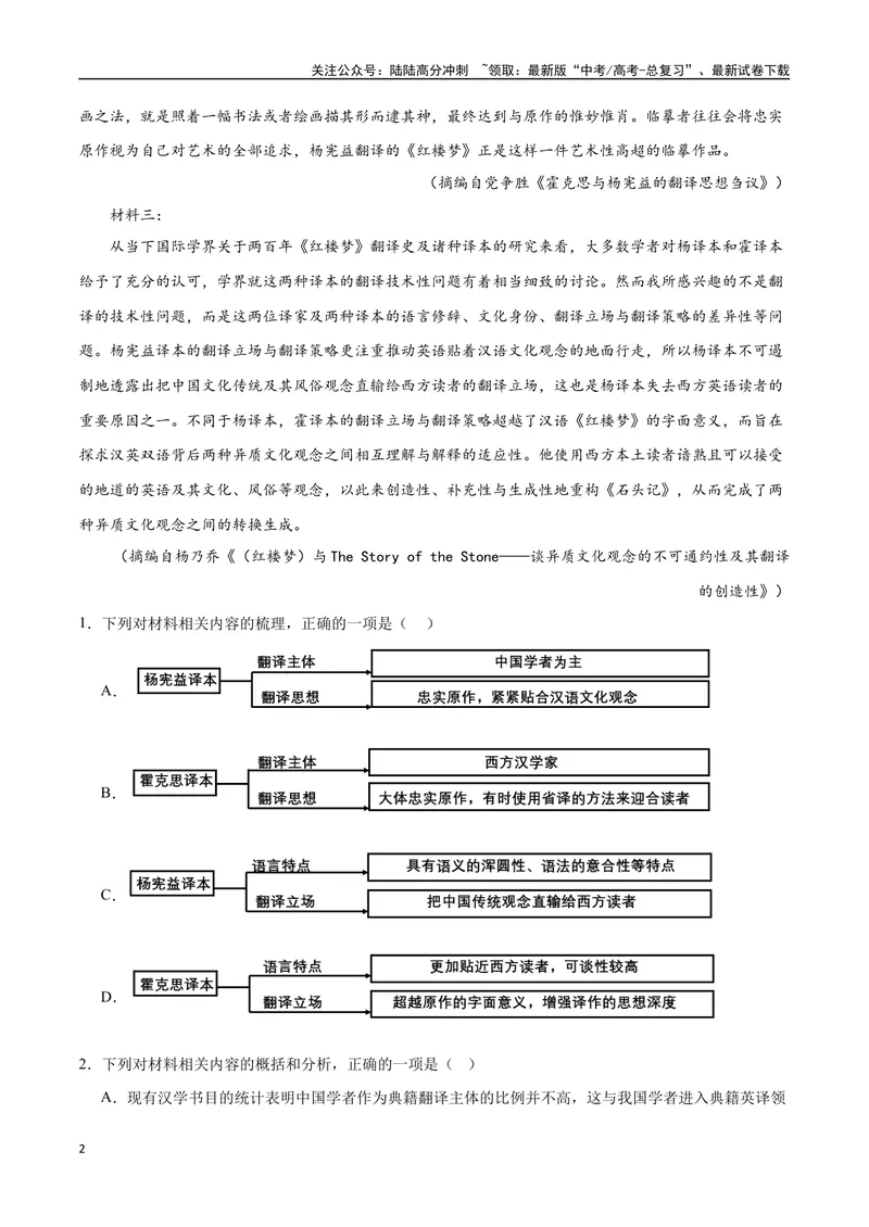 《32信息类文本阅读之比较类（新高考版）（原卷版）_二轮复习_2025年_2025年新高考语文二轮复习高频考点重难点强化训练卷_资料》第2页预览