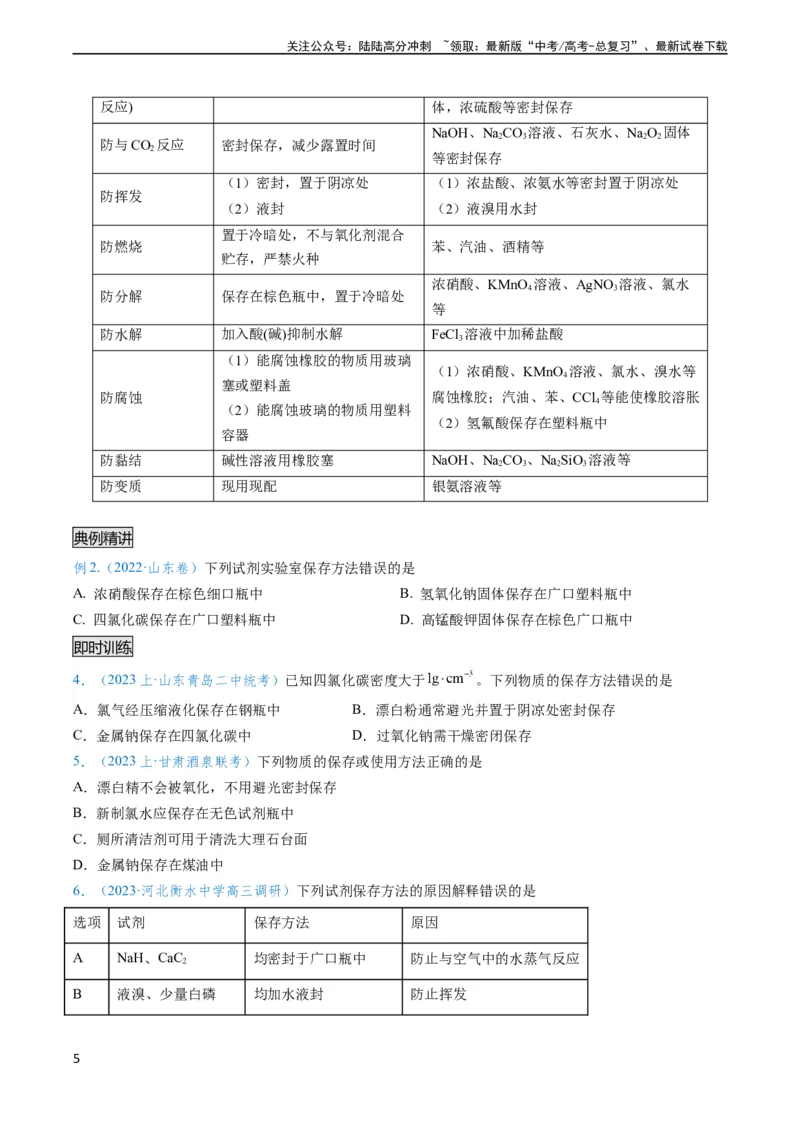 《专题01仪器的使用与药品的保存-实验攻略备战2024年高考化学实验常考知识点全突破（原卷版）_05-化学-高考总复习_专项复习_2024年_2024年高考化学实验常考知识点全突破考点梳理攻略》第5页预览