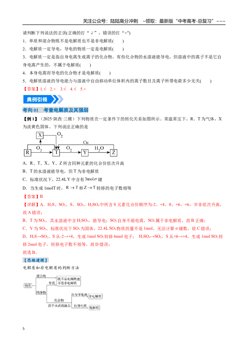 《专题02离子反应离子方程式（高效培优讲义）（教师版）_05-化学-高考总复习_一轮复习_2026年-化学高考一轮复习_2026年高考化学一轮复习考点精讲精练（新高考通用）-G58_2026版》第5页预览