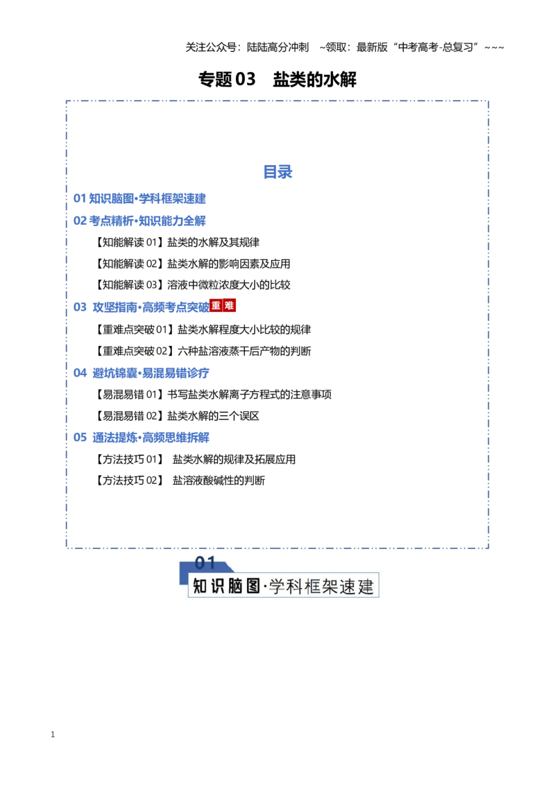 《专题03盐类的水解（知识清单）（全国通用）（学生版）_05-化学-高考总复习_一轮复习_2026年-化学高考一轮复习_2026年高考化学一轮复习知识清单（全国通用）-G56_2026版》第1页预览