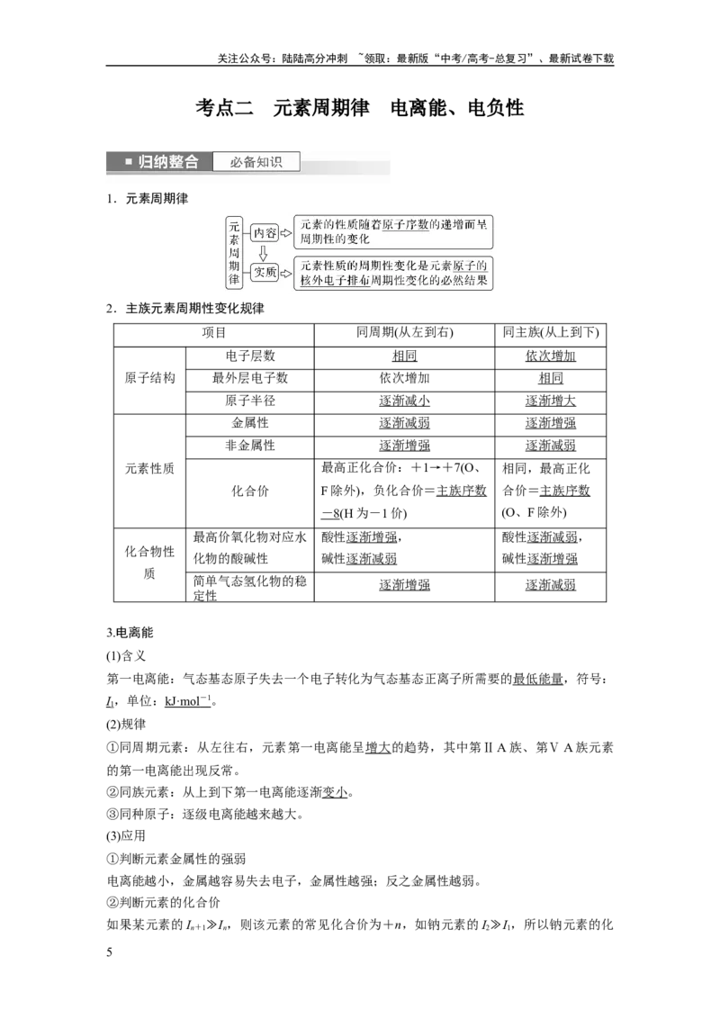 《2024年高考化学一轮复习（新高考版）第6章第31讲　元素周期表、元素的性质_05-化学-高考总复习_一轮复习_2024年_2024高考化学大一轮复习课件讲义新人教版知识总结_教师版》第5页预览