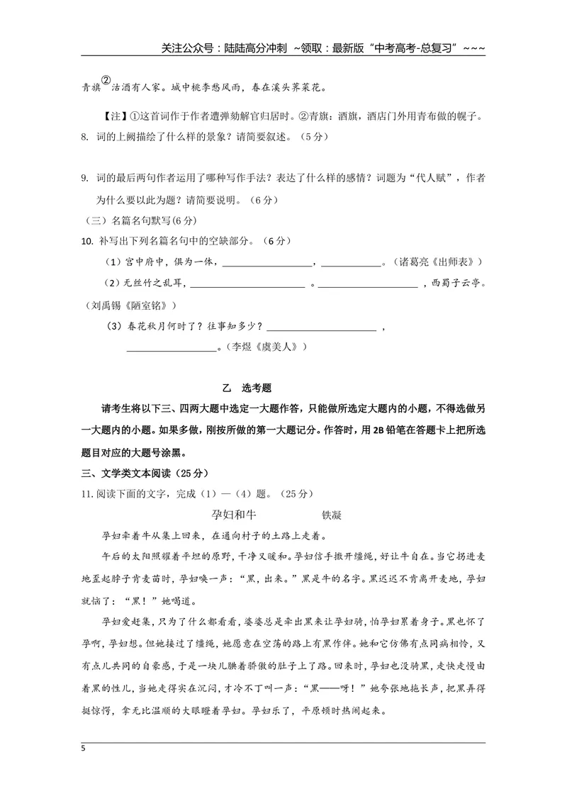 《2009年海南高考语文试题及答案_专项复习_2026年-语文专项复习_2008年-2025年语文高考真题_2008-2020年高考_地方卷_海南高考语文08-21_A4word版_答案版》第5页预览