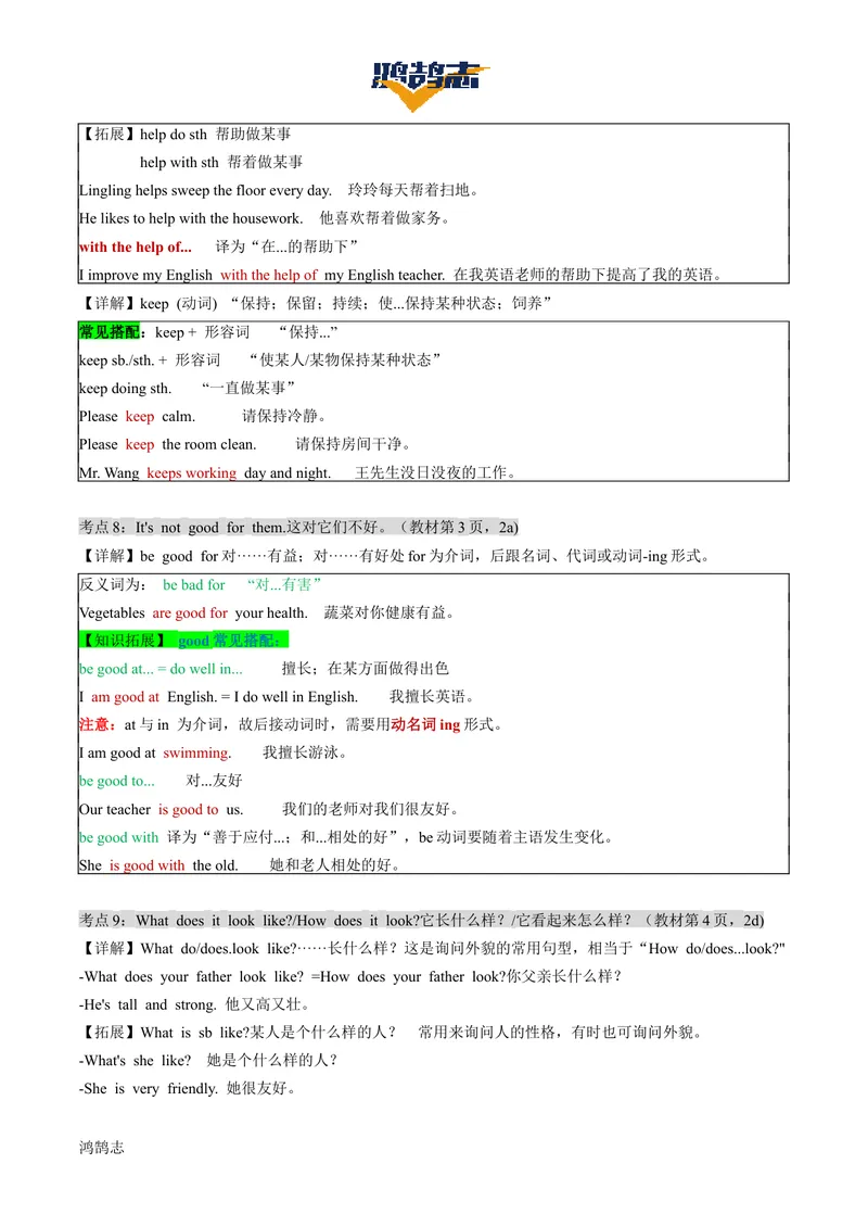 《Unit1单元知识清单（语音知识+单元语法+重点词句+书面表达）_初中全科《知识梳理》打包下载_2025春《名师总结知识点》下册_英语_七年级》第10页预览