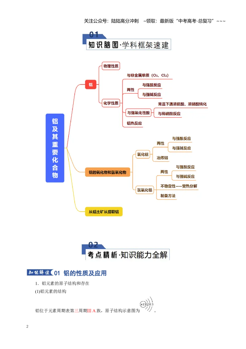 《专题03铝及其重要化合物（知识清单）（全国通用）（教师版）_05-化学-高考总复习_一轮复习_2026年-化学高考一轮复习_2026年高考化学一轮复习讲义+练习+课件（新教材新高考）-G55_2026版》第2页预览