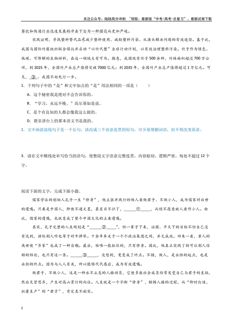 《33（语言文字运用）长短整散变换（学生版）_专项复习_2025年_2025年高考语文题型全练点对点（新高考地区通用）_资料》第2页预览