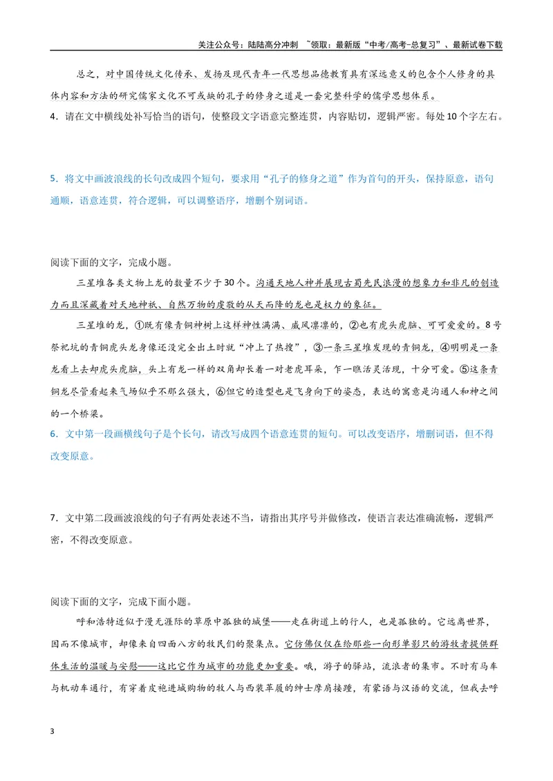 《33（语言文字运用）长短整散变换（学生版）_专项复习_2025年_2025年高考语文题型全练点对点（新高考地区通用）_资料》第3页预览