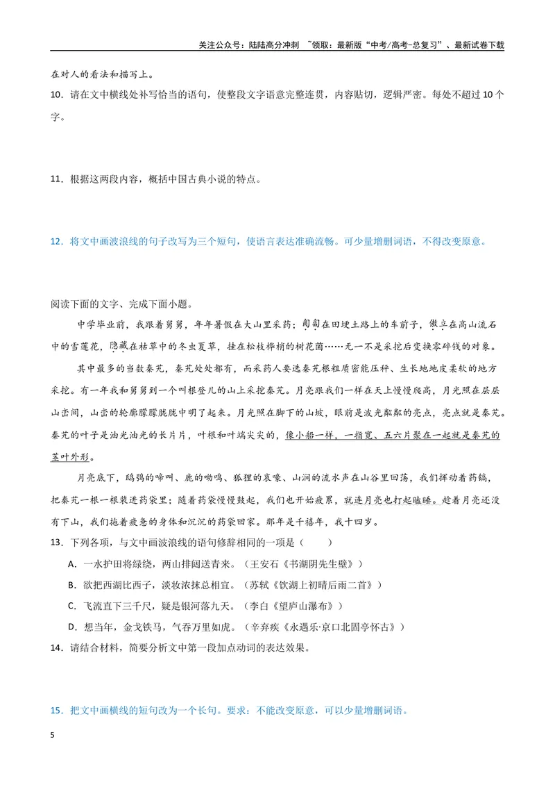 《33（语言文字运用）长短整散变换（学生版）_专项复习_2025年_2025年高考语文题型全练点对点（新高考地区通用）_资料》第5页预览