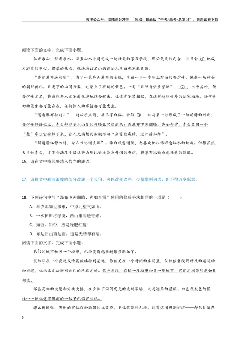 《33（语言文字运用）长短整散变换（学生版）_专项复习_2025年_2025年高考语文题型全练点对点（新高考地区通用）_资料》第6页预览