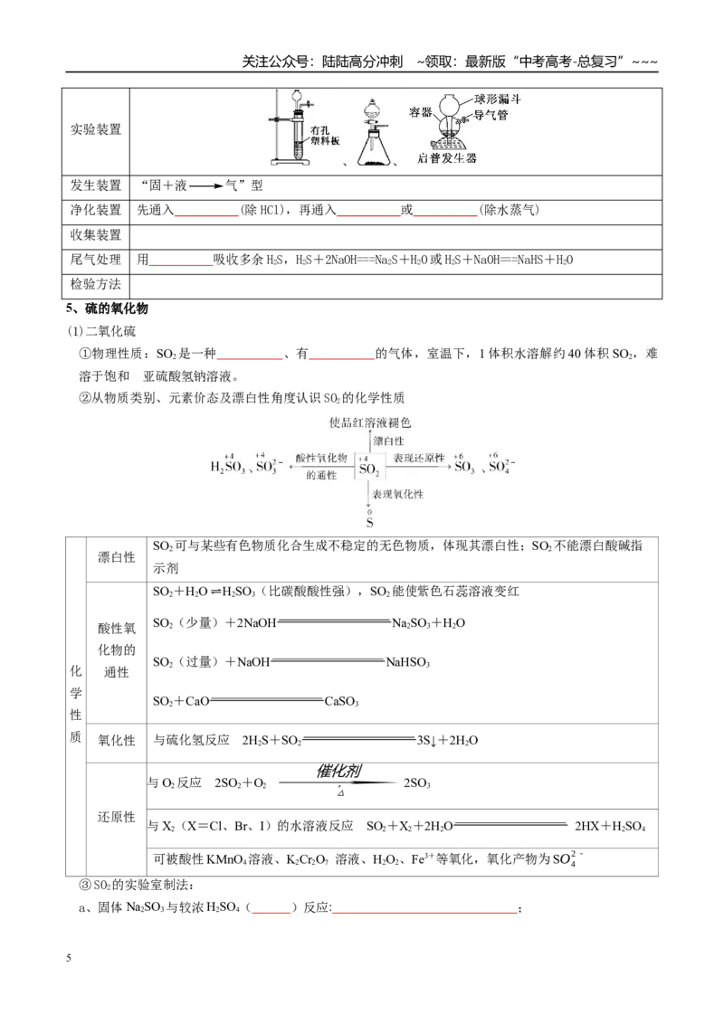 《专题02硫及其重要化合物（高效培优讲义）（学生版）_05-化学-高考总复习_一轮复习_2026年-化学高考一轮复习_2026年高考化学一轮复习考点精讲精练（新高考通用）-G58_2026版》第5页预览