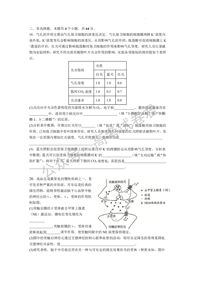 《06_生物_湖北荆州中学2026-2027年高三上学期起点考试_试卷+答案_小初高学习资料合集（每天更新）_湖北荆州中学2026-2027年高三上学期起点考试》第6页预览