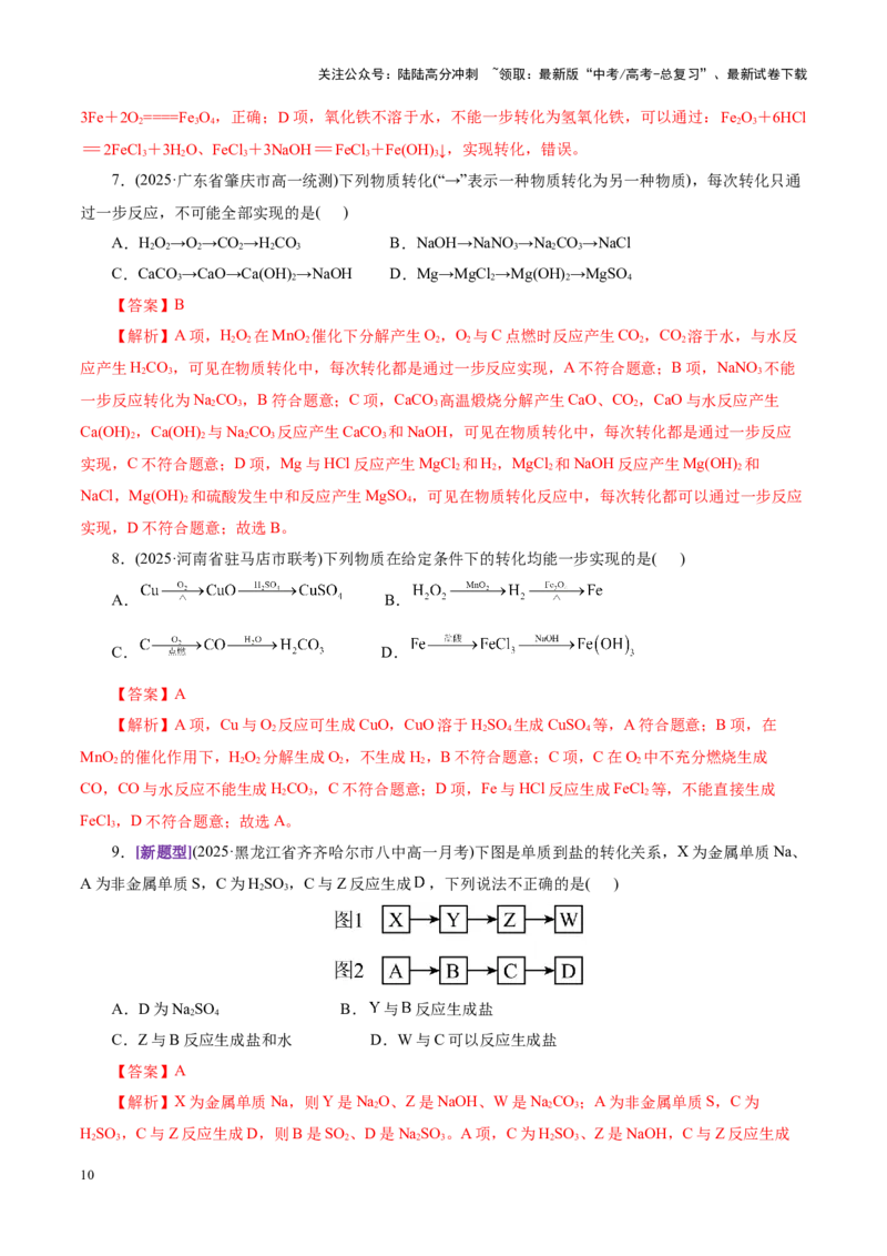 《专题01物质的组成、分类、性质及变化（讲义）（教师版）_05-化学-高考总复习_二轮复习_2025年_2025年高考化学二轮复习课件+讲义+练习（新高考通用）》第10页预览