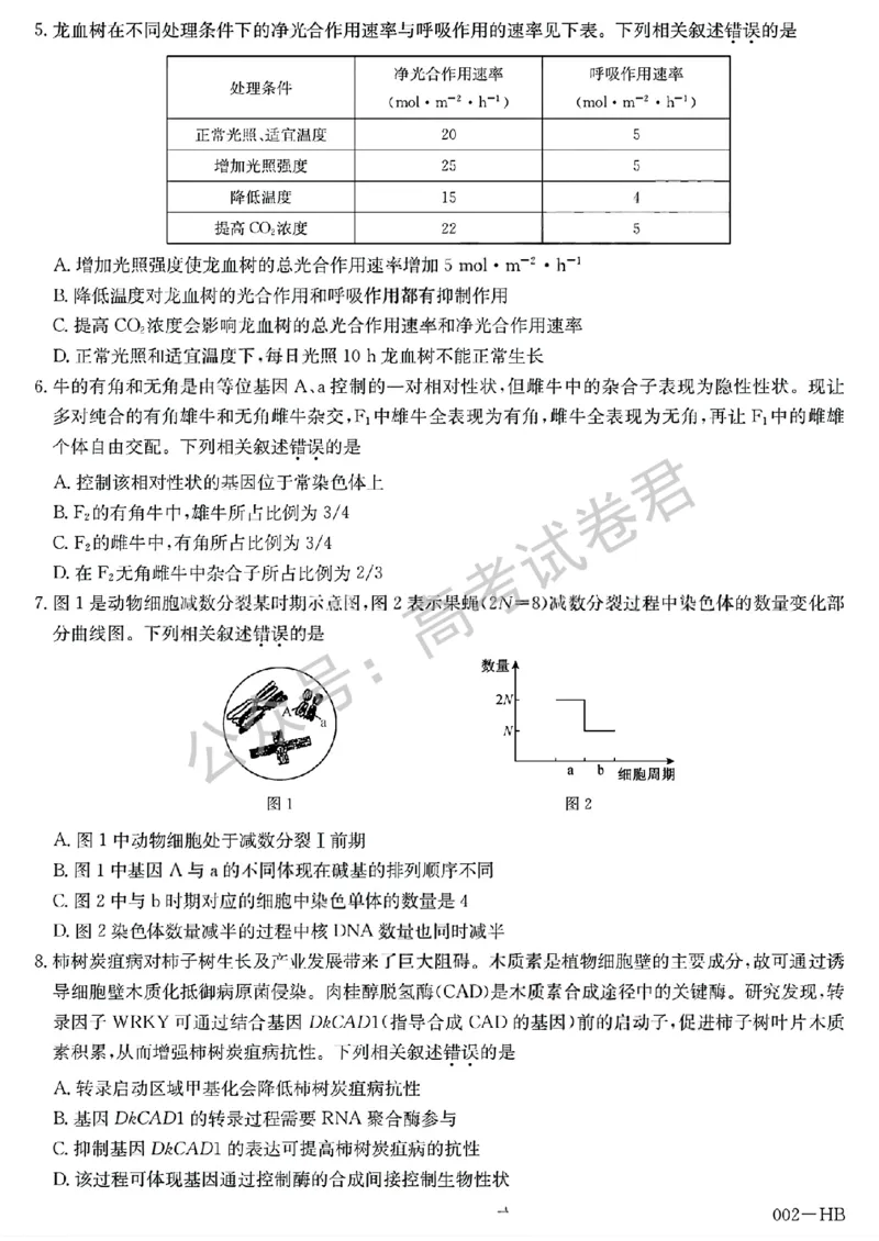 《11_生物_湖北武汉市九师联盟2026-2027年高三上学期8月联考暨开学联考_试卷+答案_小初高学习资料合集(每天更新)_湖北武汉市九师联盟2026-2027年高三上学期8月联考暨开学联考》第2页预览