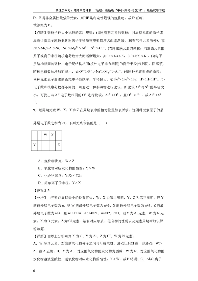 《专项训练“定位法”在元素推断的运用（解析版）_05-化学-高考总复习_一轮复习_2024年_2024年高三化学一轮复习高考专项训练知识梳理练习_资料》第6页预览
