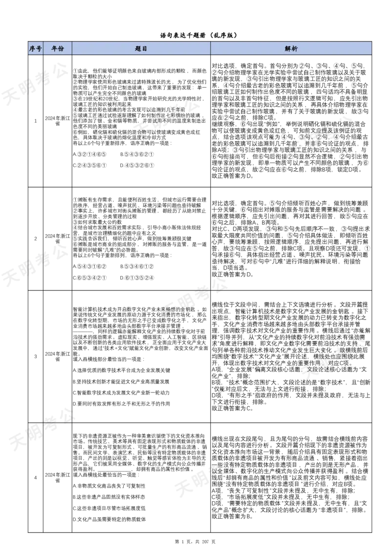 《语句表达千题册乱序版（答案）_3539.2027北京定向选调_062027行测刷题-各模块刷题合集pdf版_2027语句表达千题册_（1.0新增）语句表达千题册》第2页预览