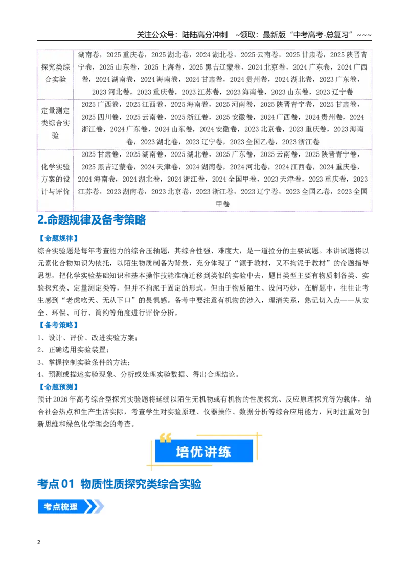 《专题04化学实验方案设计与探究（高效培优讲义）（教师版）_05-化学-高考总复习_一轮复习_2026年-化学高考一轮复习_2026年高考化学一轮复习考点精讲精练（新高考通用）-G58_2026版》第2页预览