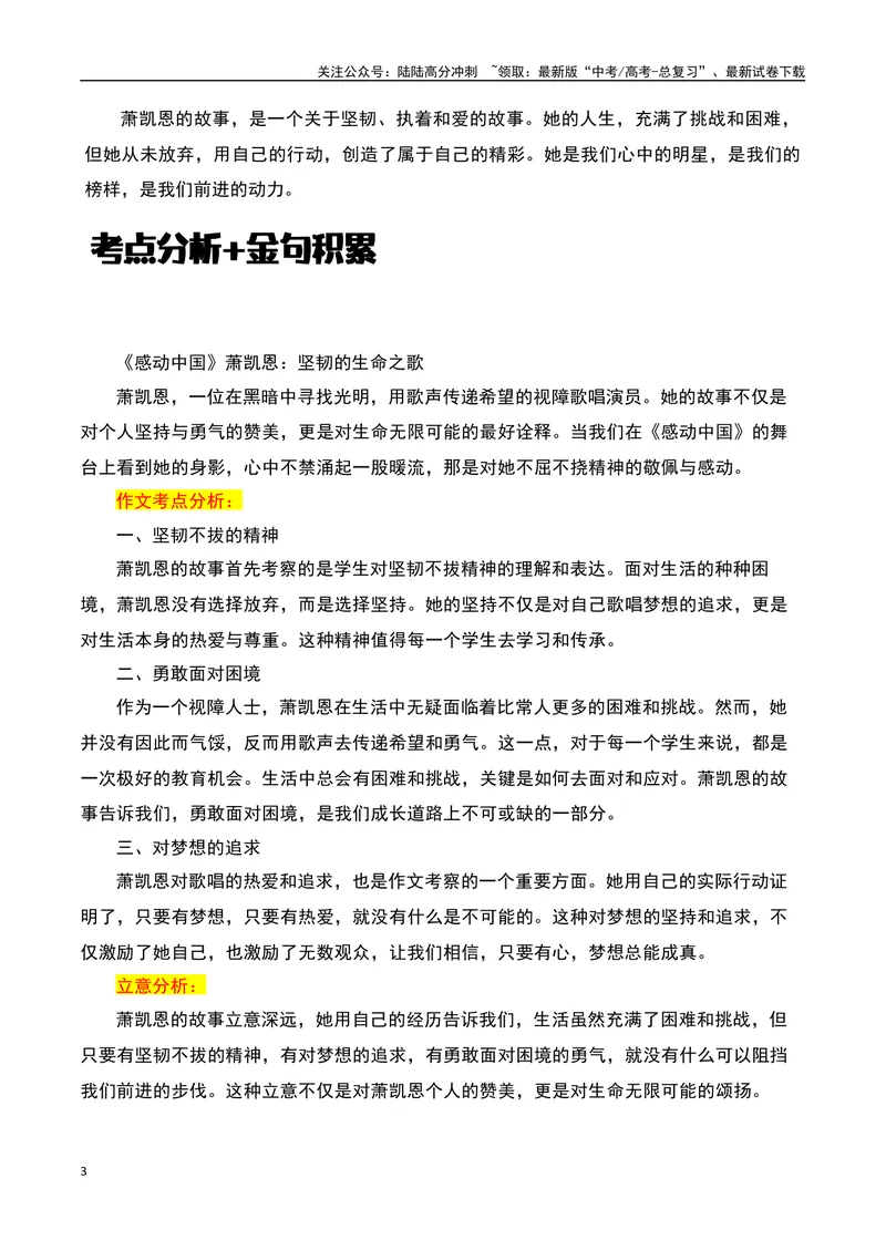 《2023感动中国十大人物之感动中国的“萧凯恩”：即使生活在黑暗也要为世界带去光明-备战2024年高考语文作文热点素材运用与真题模拟_专项复习_2024年_资料_1-资料》第3页预览