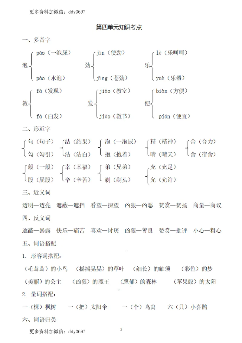 《二(下)语文各单元综合复习重点(抖音)_小学1-6年级全科全套_1-6年级全科下册_二年级_二年级下语文_语文二下单元知识总结》第5页预览