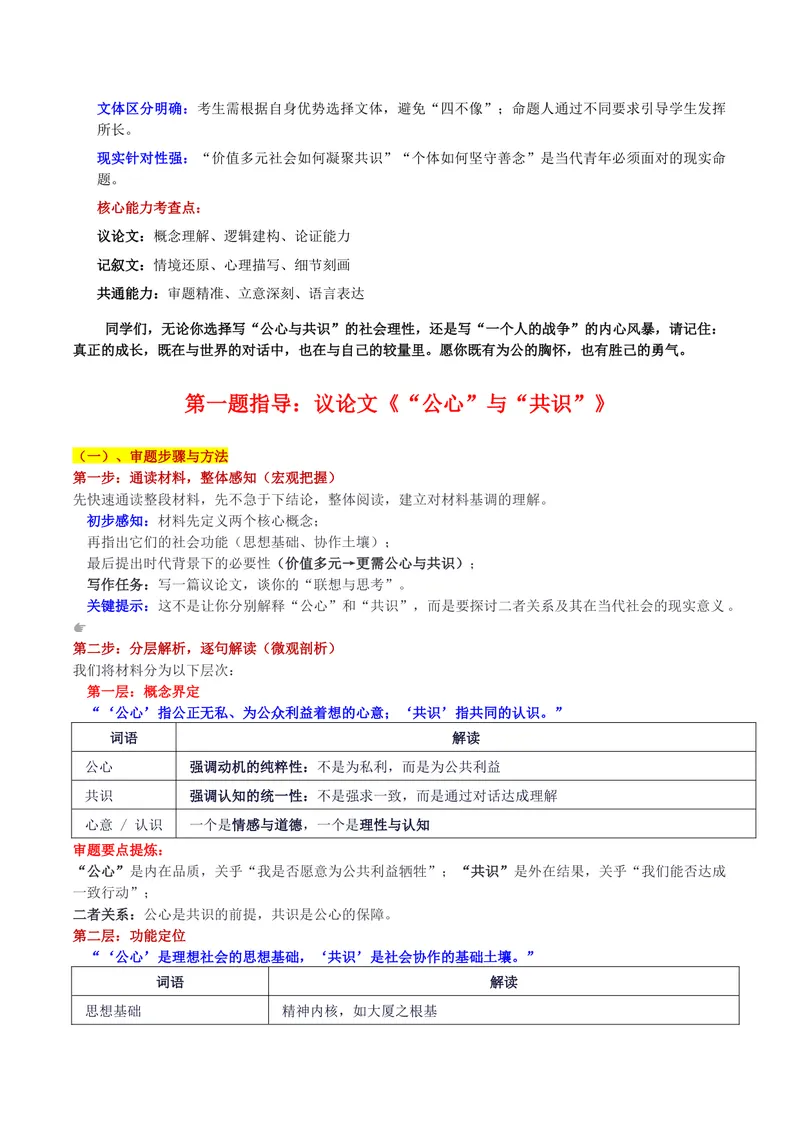 《2026届北京人大附中高三语文开学考试“公心与共识”的社会理性与“一个人的战争”的内心风暴双题选作审题立意及范文_专项复习_2026年-语文专项复习》第2页预览