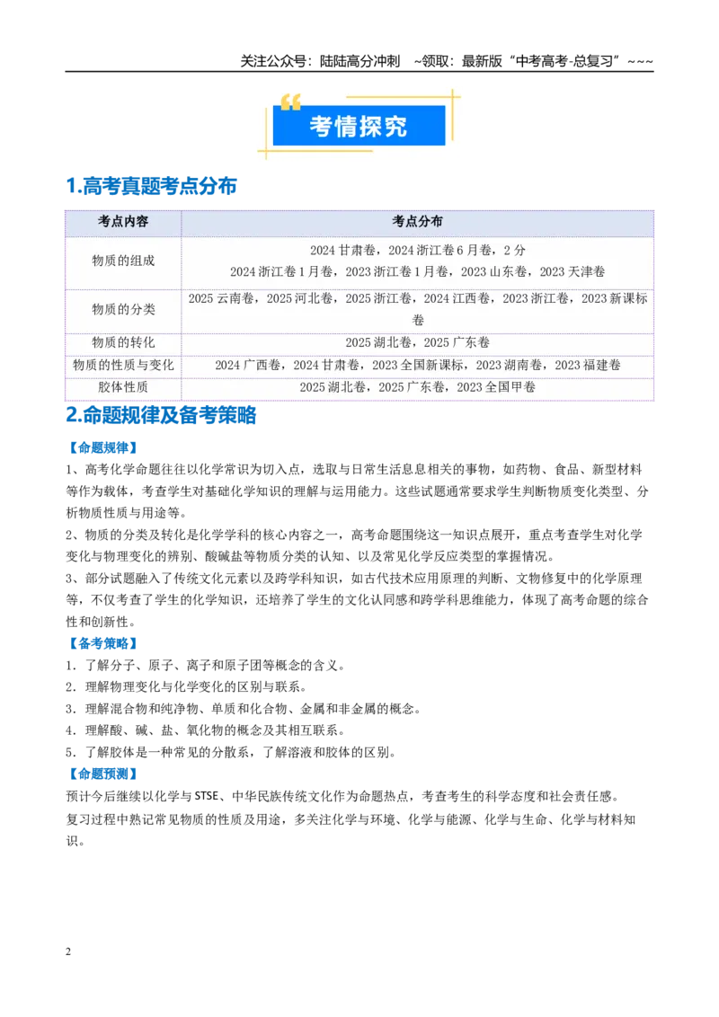 《专题01物质的分类及转化（高效培优讲义）（学生版）_05-化学-高考总复习_一轮复习_2026年-化学高考一轮复习_2026年高考化学一轮复习考点精讲精练（新高考通用）-G58_2026版》第2页预览