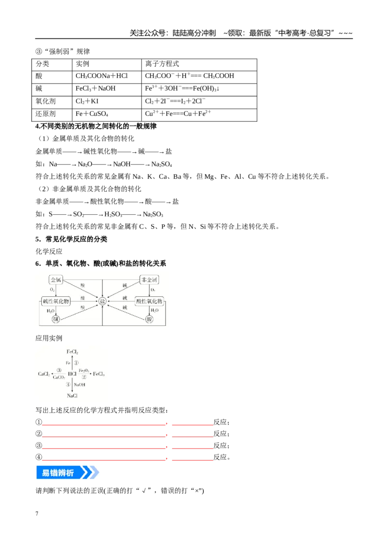 《专题01物质的分类及转化（高效培优讲义）（学生版）_05-化学-高考总复习_一轮复习_2026年-化学高考一轮复习_2026年高考化学一轮复习考点精讲精练（新高考通用）-G58_2026版》第7页预览