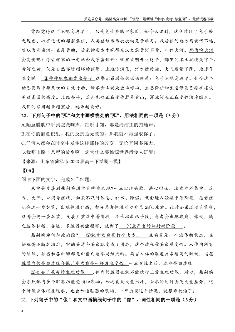 《2024年高考备考：词类运用训练专题（全国通用）学生版_一轮复习_2024年_2024高考语文一轮复习各版块分点精讲课件全国通用_资料》第3页预览