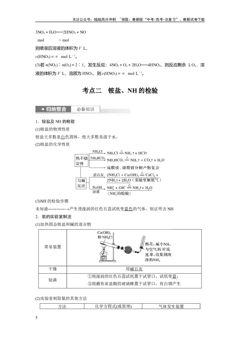 《2024年高考化学一轮复习（新高考版）第5章第26讲　氨和铵盐_05-化学-高考总复习_一轮复习_2024年_2024高考化学大一轮复习课件讲义新人教版知识总结_教师版》第5页预览