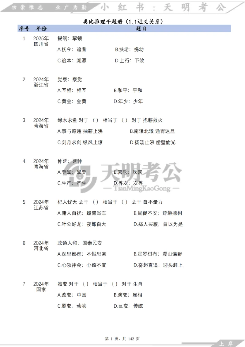 《类比推理顺序（题目）_3539.2027北京定向选调_062027行测刷题-各模块刷题合集pdf版_2027类比推理千题册_（顺序版）类比推理_类比推理4.0》第3页预览