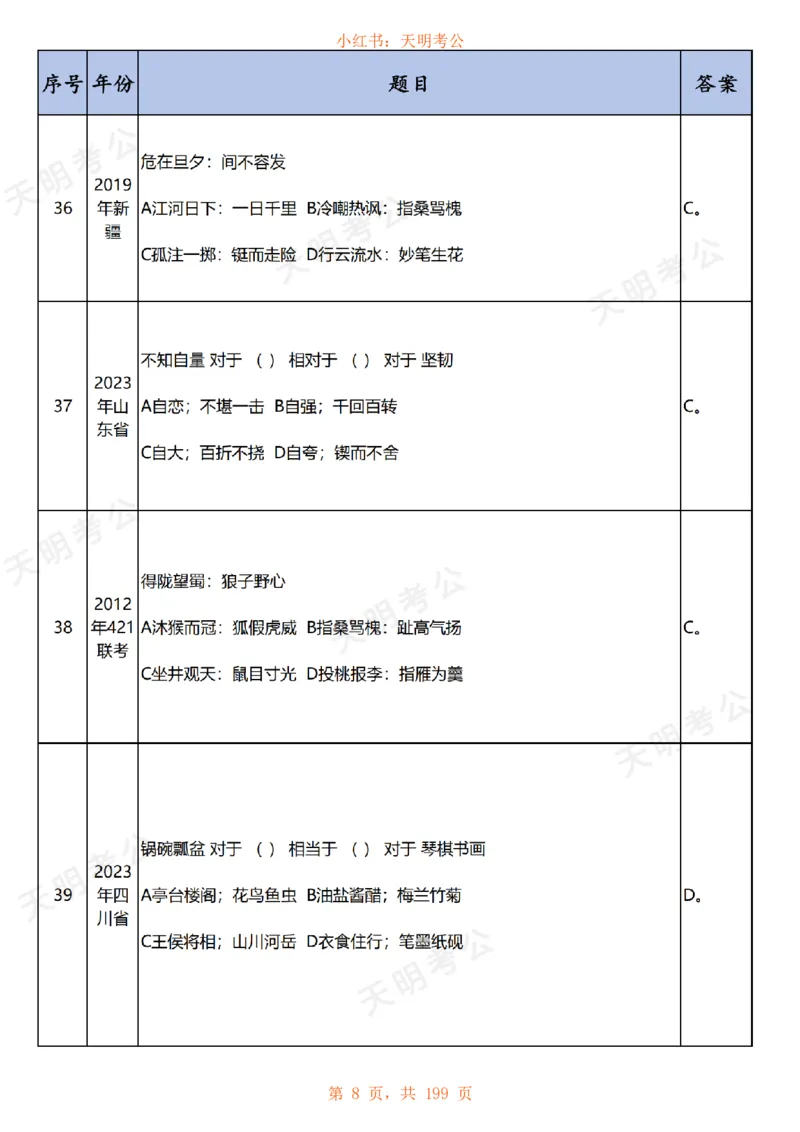 《乱序纯答案无解析快速对题_3539.2027北京定向选调_062027行测刷题-各模块刷题合集pdf版_2027类比推理千题册_（乱序版）类比推理_类比推理1.5_特制版（快速对题）》第9页预览
