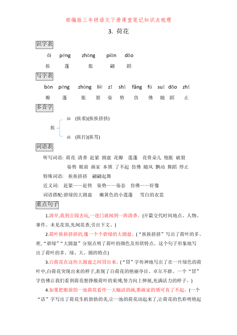 《2024三年级语文下册课堂笔记每课知识点梳理_小学1-6年级全科全套_1-6年级全科下册_三年级_其他补充资料_热门资料_语文》第5页预览