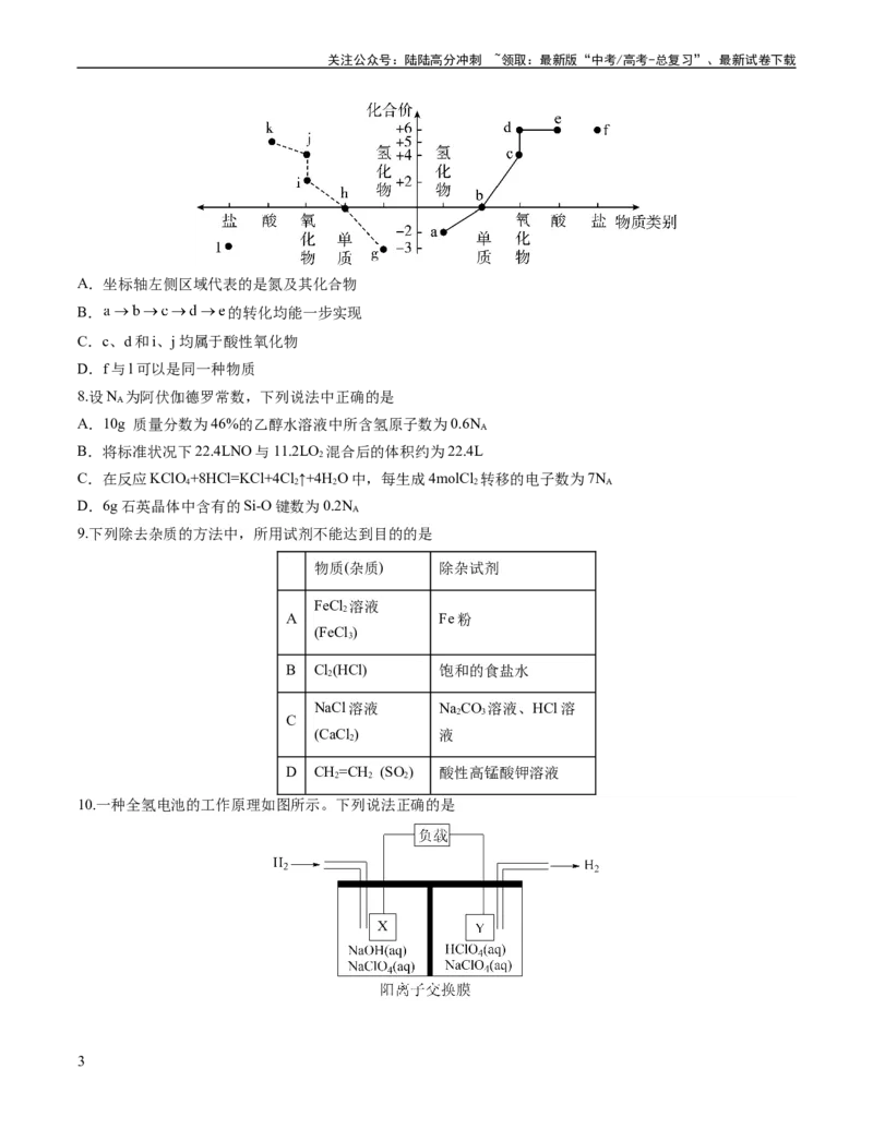 《2023年高考押题预测卷02（广东卷）-化学（考试版）A4_05-化学-高考总复习_专项复习_2024年_2023年高考押题预测卷01化学》第3页预览
