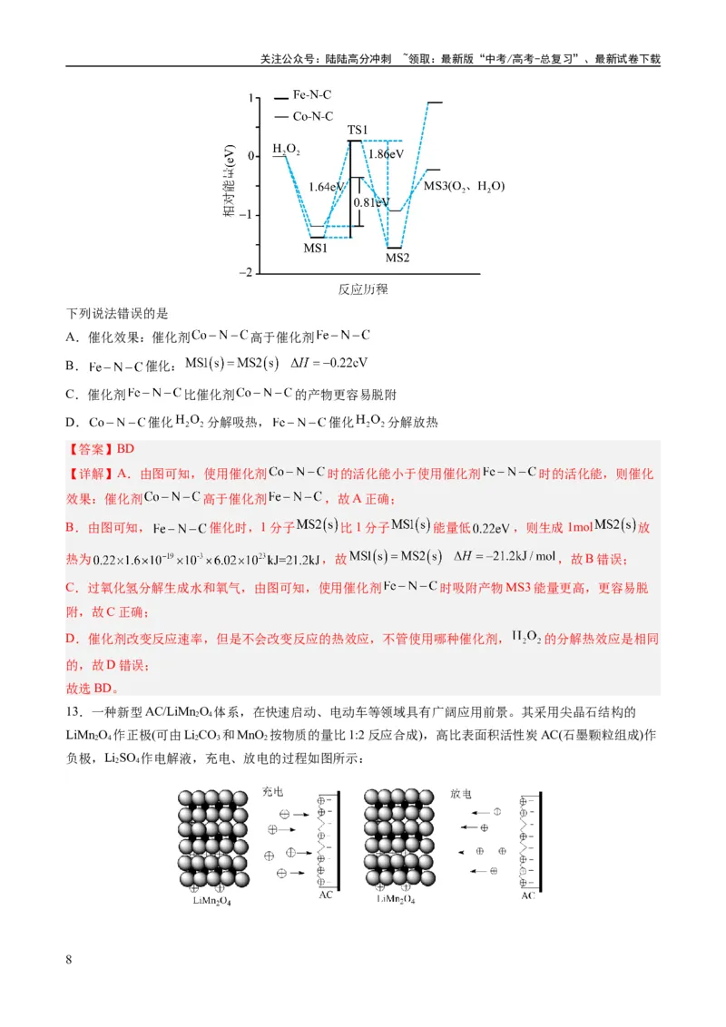 《2023年高考押题预测卷03（山东卷）-化学（全解全析）_05-化学-高考总复习_专项复习_2024年_2023年高考押题预测卷01化学》第8页预览