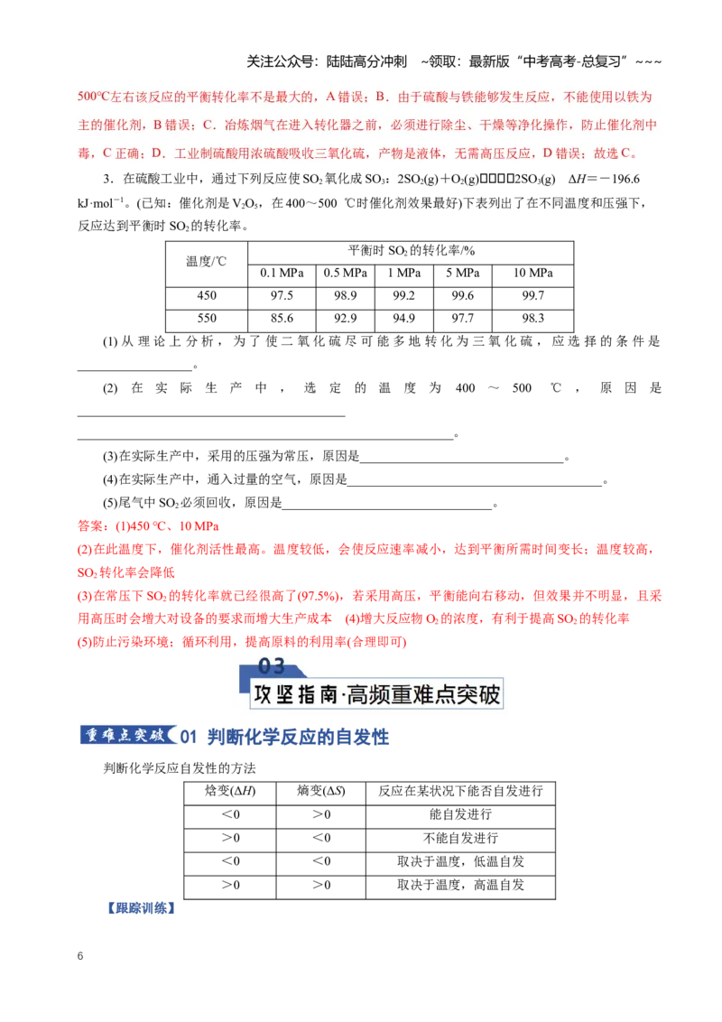 《专题04化学反应的方向化学反应的调控（知识清单）（全国通用）（教师版）_05-化学-高考总复习_一轮复习_2026年-化学高考一轮复习_2026年高考化学一轮复习知识清单（全国通用）-G56_2026版》第6页预览