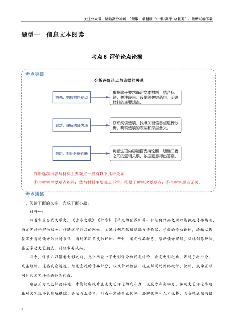 《6（信息文本阅读）评价论点论据（学生版）_专项复习_2025年_2025年高考语文题型全练点对点（新高考地区通用）_资料》第1页预览