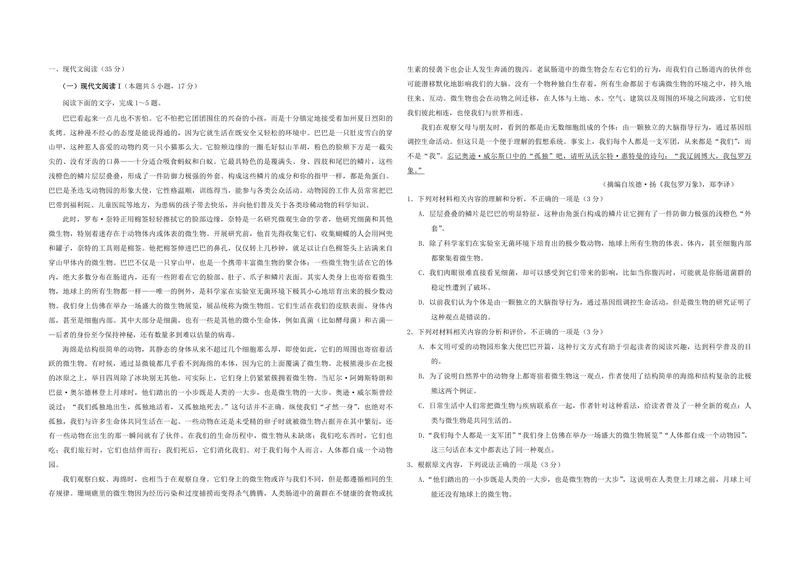 《2020年海南高考语文试题及答案_专项复习_2026年-语文专项复习_2008年-2025年语文高考真题_2008-2020年高考_地方卷_海南高考语文08-21_A3word版_PDF版（赠送）》第5页预览