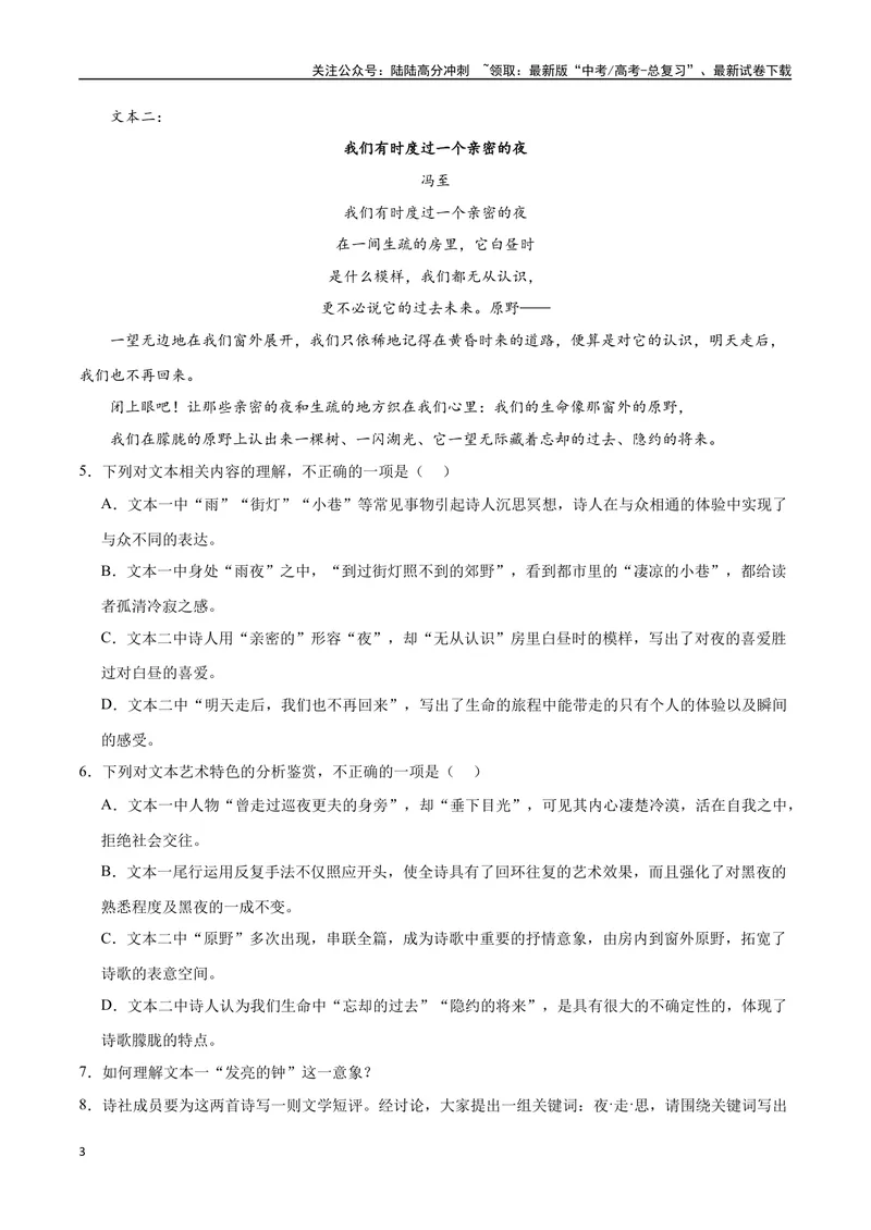 《46文学类文本阅读之诗歌、戏剧（新高考版）（试卷）_二轮复习_2025年_2025年新高考语文二轮复习高频考点重难点强化训练卷_资料》第3页预览