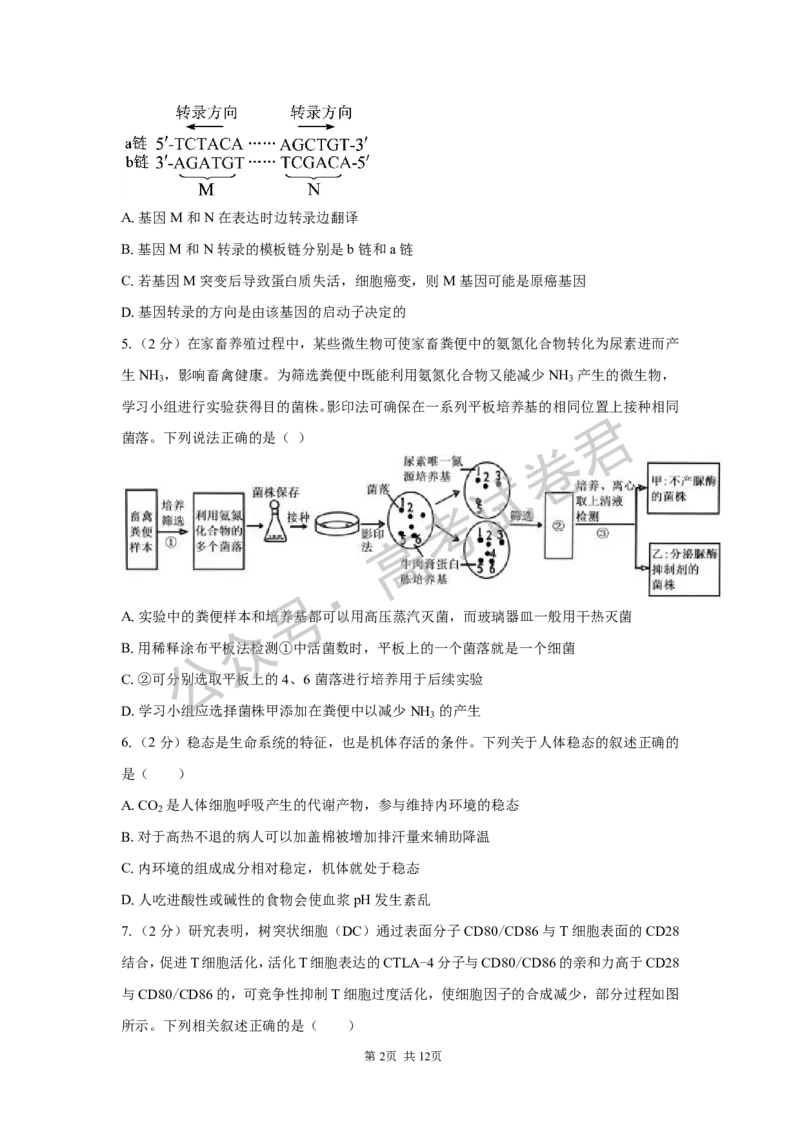 《05_生物_湖南长沙市一中广雅中学2026-2027年高三上学期开学考试_试卷+答案_小初高学习资料合集（每天更新）_湖南长沙市一中广雅中学2026-2027学年高三上学期开学考试》第2页预览