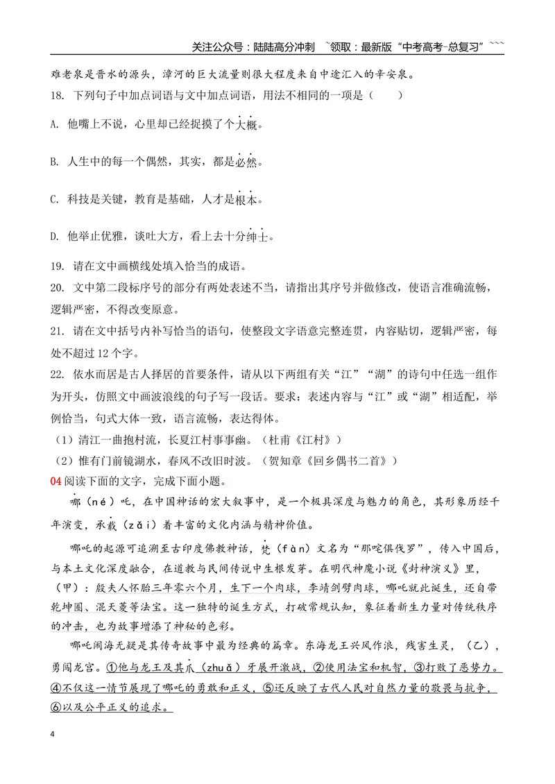 《19语言文字运用综合训练四（学生版）_一轮复习_2026年-语文一轮复习_2026年高考语文一轮复习之语言文字运用（全国通用）-G389_资料》第4页预览