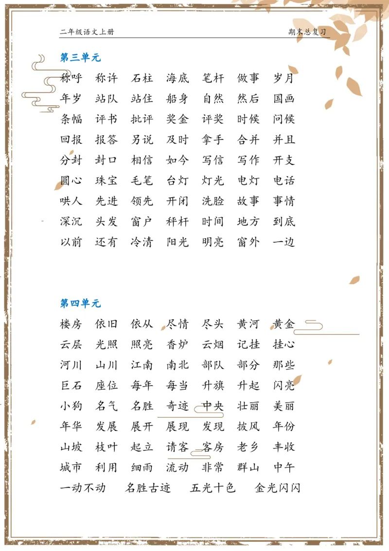 《二年级语文上册总复习_小学1-6年级全科全套_1-6年级全科上册_二年级_语文_语文二上期末专项复习》第2页预览