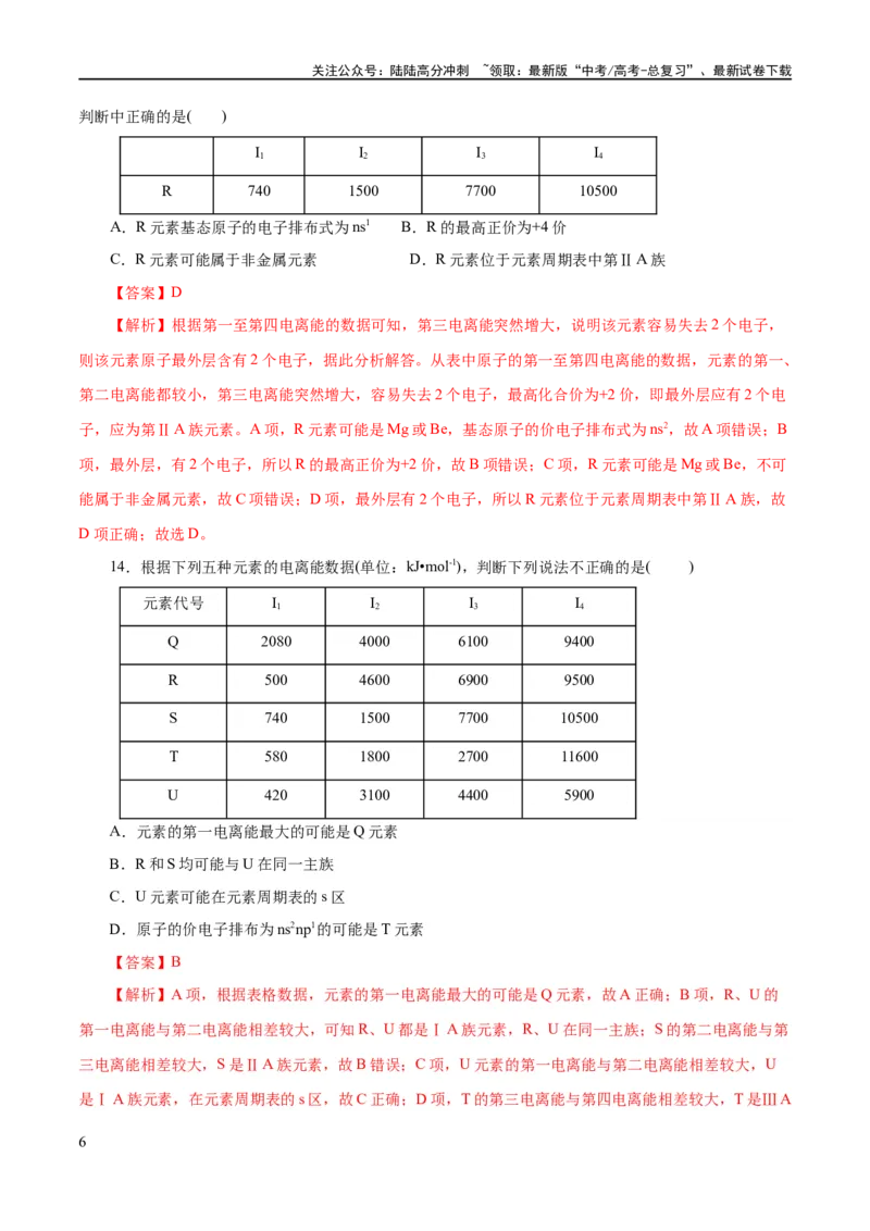 《专题12物质结构与性质综合(题型突破)(练习)(解析版)_05-化学-高考总复习_二轮复习_2024年_2024年高考化学二轮复习讲练测（新教材新高考）_配套练习（原卷版+解析版）》第6页预览