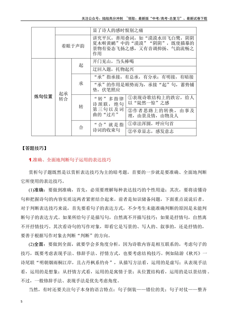 《专题03：鉴赏诗歌语言（教师版）_一轮复习_2025年_2025年高考语文一轮复习知识清单（全国通用）》第5页预览