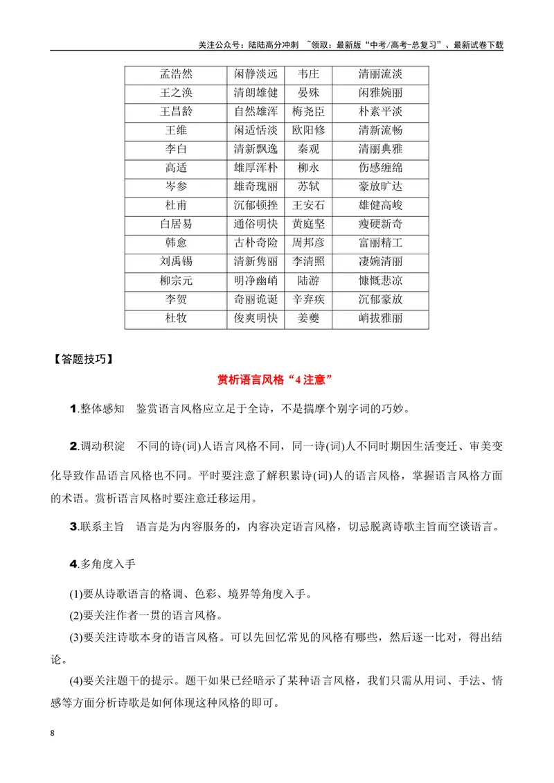 《专题03：鉴赏诗歌语言（教师版）_一轮复习_2025年_2025年高考语文一轮复习知识清单（全国通用）》第8页预览