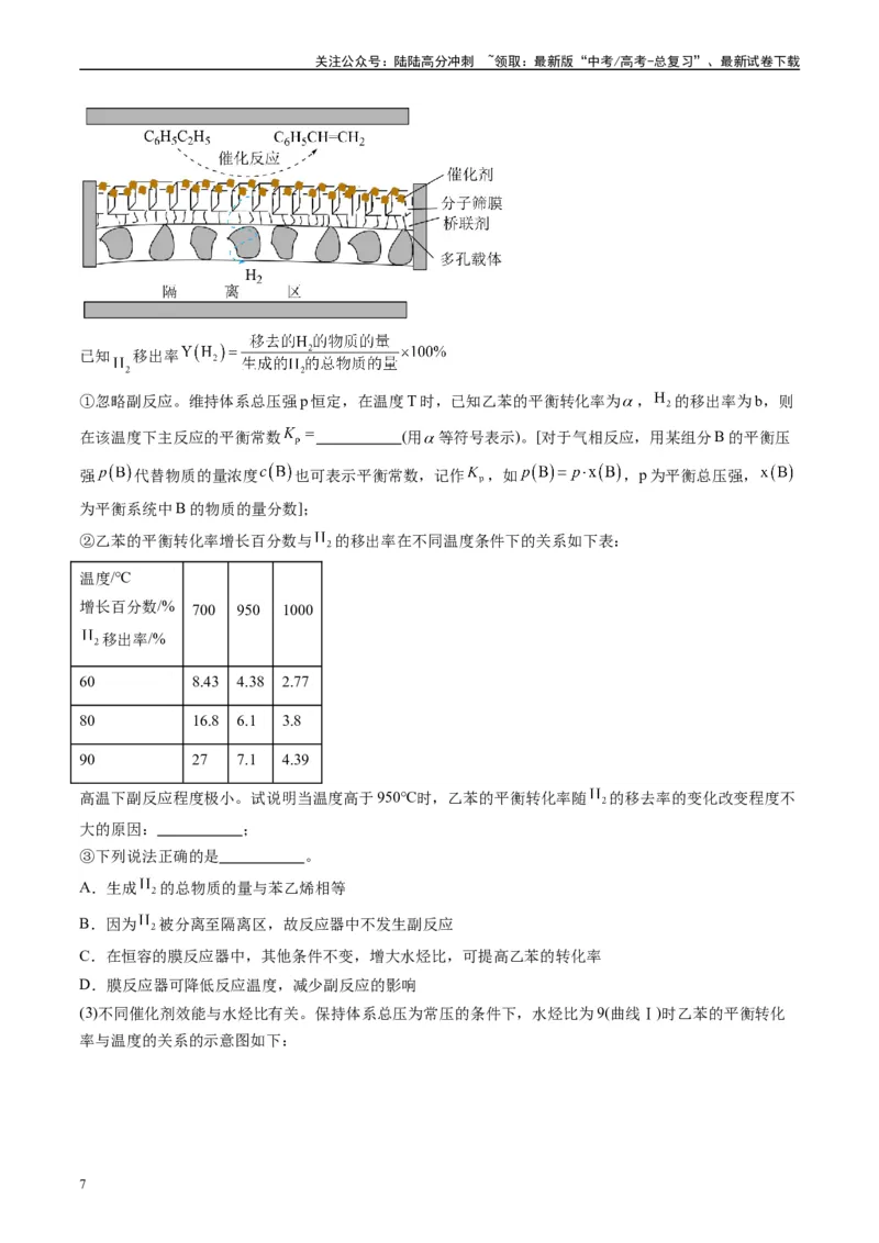 《专题10化学反应原理综合题（原卷版）_05-化学-高考总复习_专项复习_2025年_2024年高考一模试题分类汇编化学全国通用》第7页预览