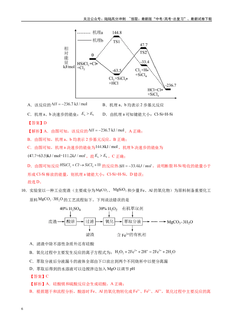 《信息必刷卷04（安徽专用）（教师版）_05-化学-高考总复习_专项复习_2025年_2025年高考考前必刷题（多地区）化学_2025年高考化学考前必刷卷（安徽专用）5套》第6页预览