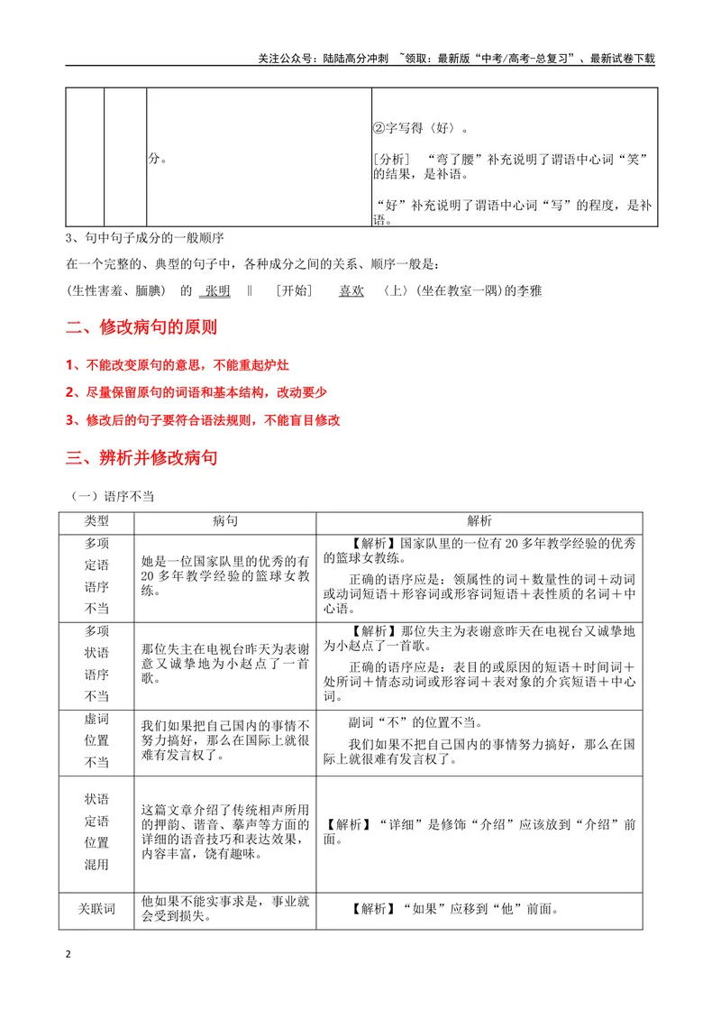 《专题01辨析并修改病句（六大病句类型）（导学案）（学生版）_一轮复习_2024年_2024年高考语文一轮复习语言文字运用精讲全国通用_资料》第2页预览