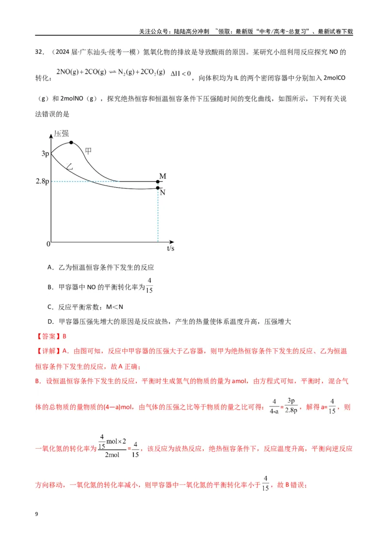 《专题13化学反应与化学平衡-解析版）_05-化学-高考总复习_二轮复习_2024年_2024年高考化学二轮专题强化训练习题试题练习全国_资料》第9页预览