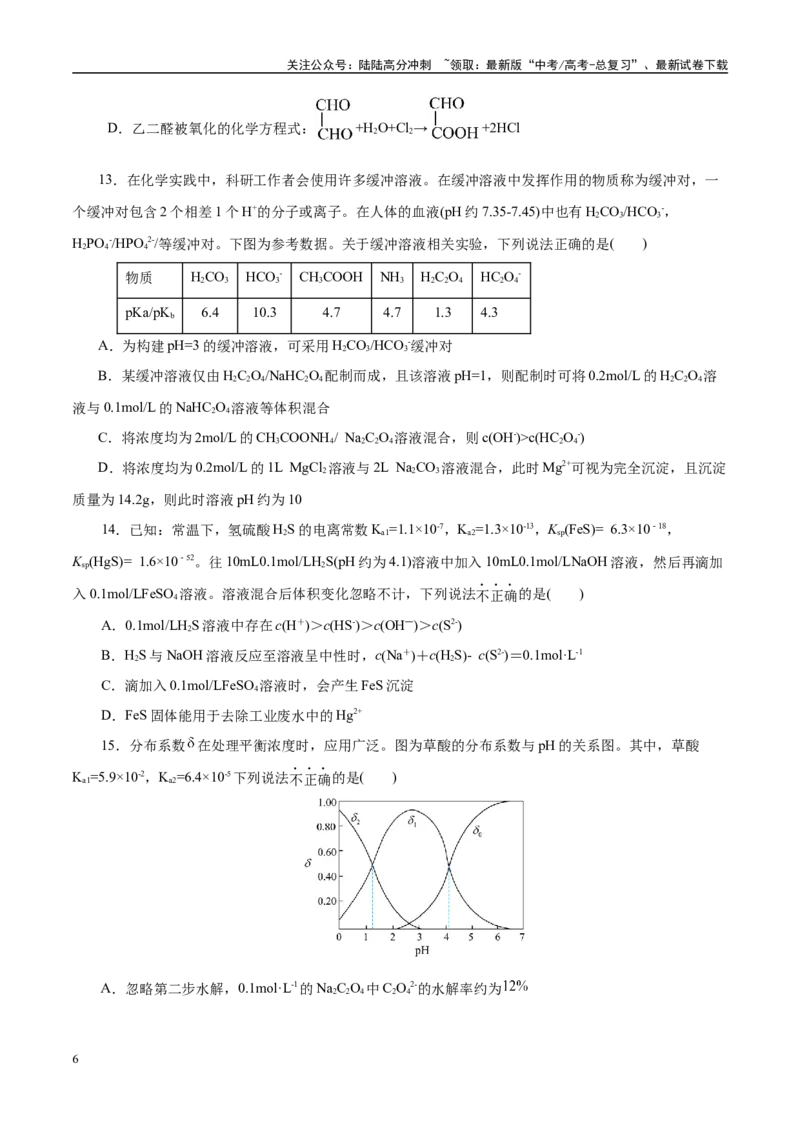 《主题三化学反应原理（测试）（一）（学生版）_05-化学-高考总复习_二轮复习_2025年_2025年高考化学二轮复习课件+讲义+练习（新高考通用）》第6页预览