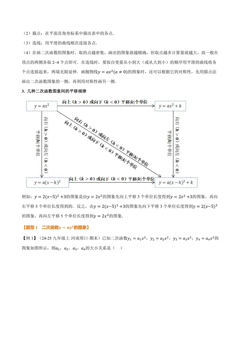 《专题1.2二次函数的图象和性质(一)(讲义)(原卷版)_2026语数英7-9年级上《举一反三系列》多版本_2026《初中数学•举一反三系列》9上多版本_2026《初中数学•举一反三系列》9上(浙教)》第2页预览