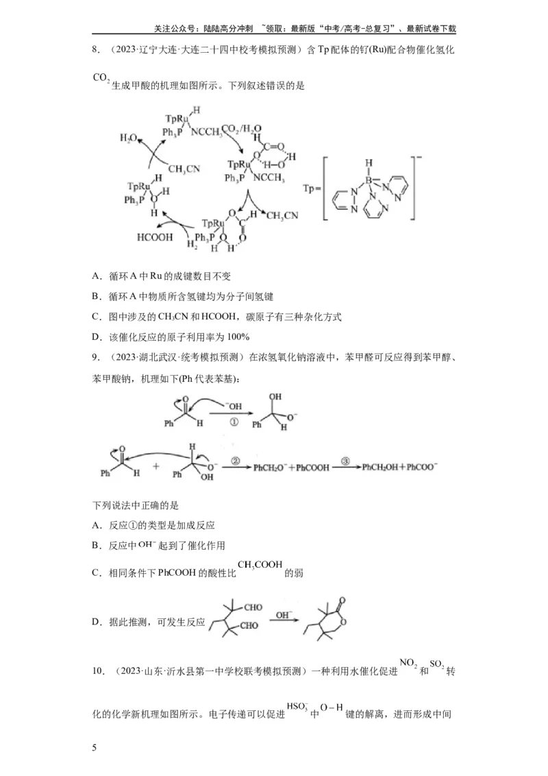 《化学反应机理与催化剂（原卷版）_05-化学-高考总复习_一轮复习_2024年_2024年高三化学一轮复习高考专项训练知识梳理练习_资料》第5页预览