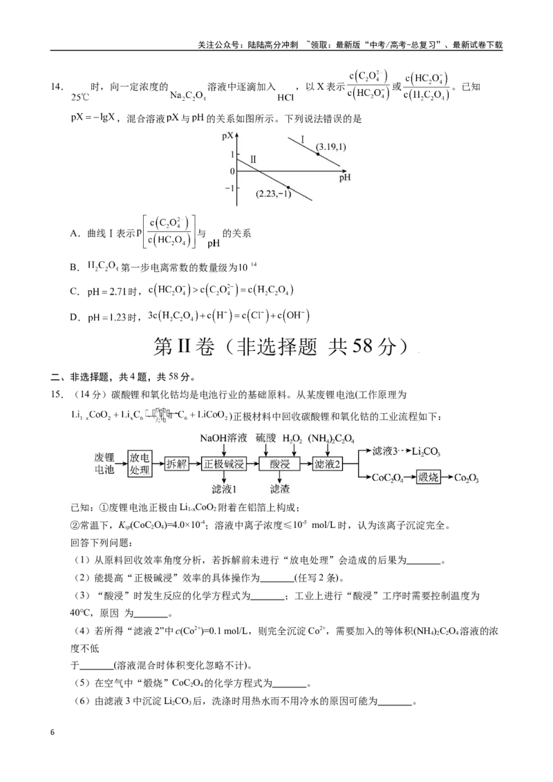 《化学（重庆卷）（考试版A4）_05-化学-高考总复习_专项复习_2025年_2025年高考第一二三次模拟卷（多地区）化学_2025年高考化学第三次模拟考试24套_化学（重庆卷）》第6页预览